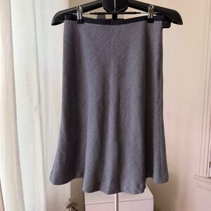 Ann Taylor Navy Blue White Wool Blend A-Line Skirt Size 4 Geometric Pattern